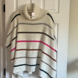 Loft multi colored striped  Turtleneck Sweater Poncho